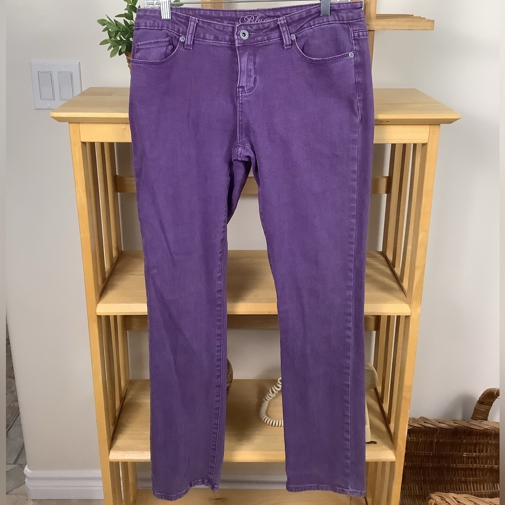Vintage Bluenotes Womens Purple Cotton Blend Stretch Skinny Denim Jeans Size 30W